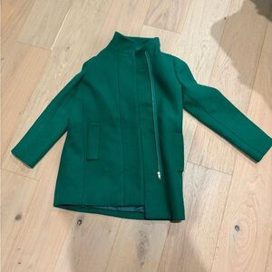 J. Crew Factory Green Coat with Gold Zipper
